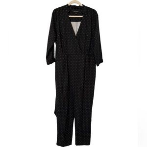 Banana Republic Black Polkadot Surplice Jumpsuit Sz 12